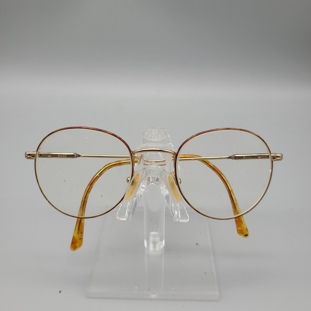 Vintage Polo Ralph Lauren Round Gold Tortoise Eyeglass Frames Classic 49 20 135